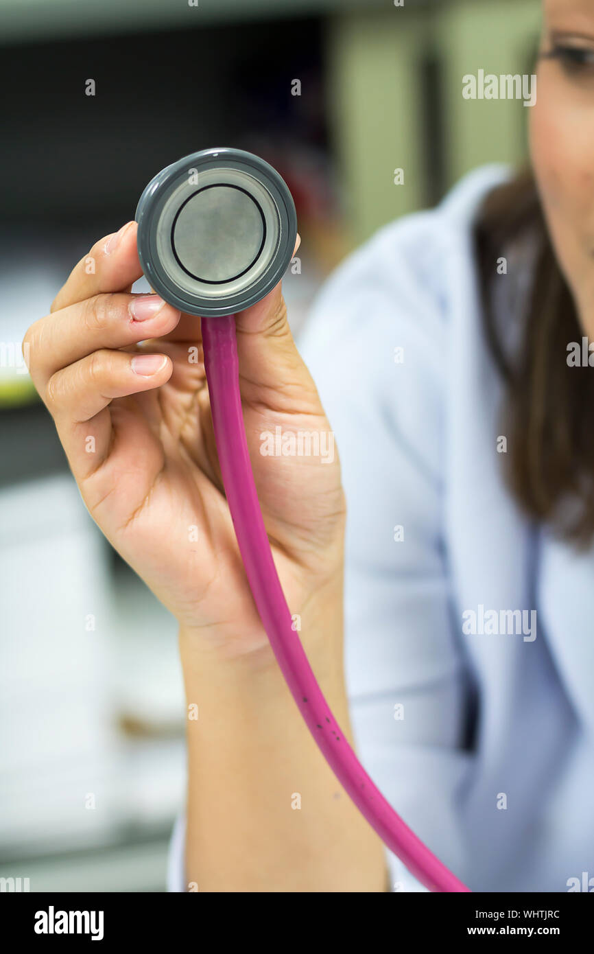 Female holding stethoscope hi-res stock photography and images - Alamy