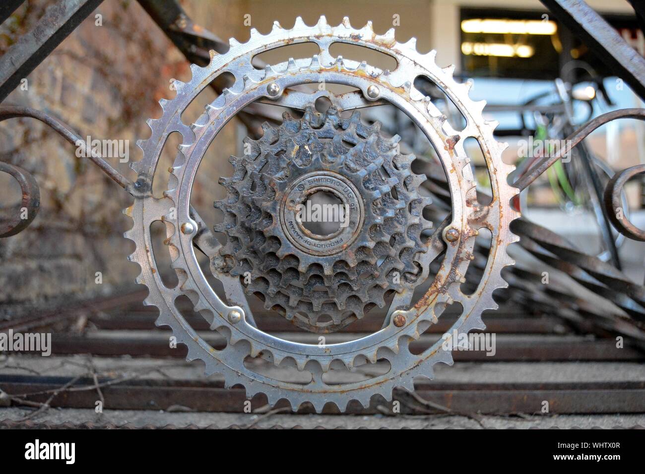 Close-up Of Old Bicycle Gears Stock Photo