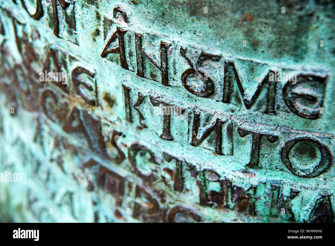 Close-up Of Text Engrave On Wall Stock Photo
