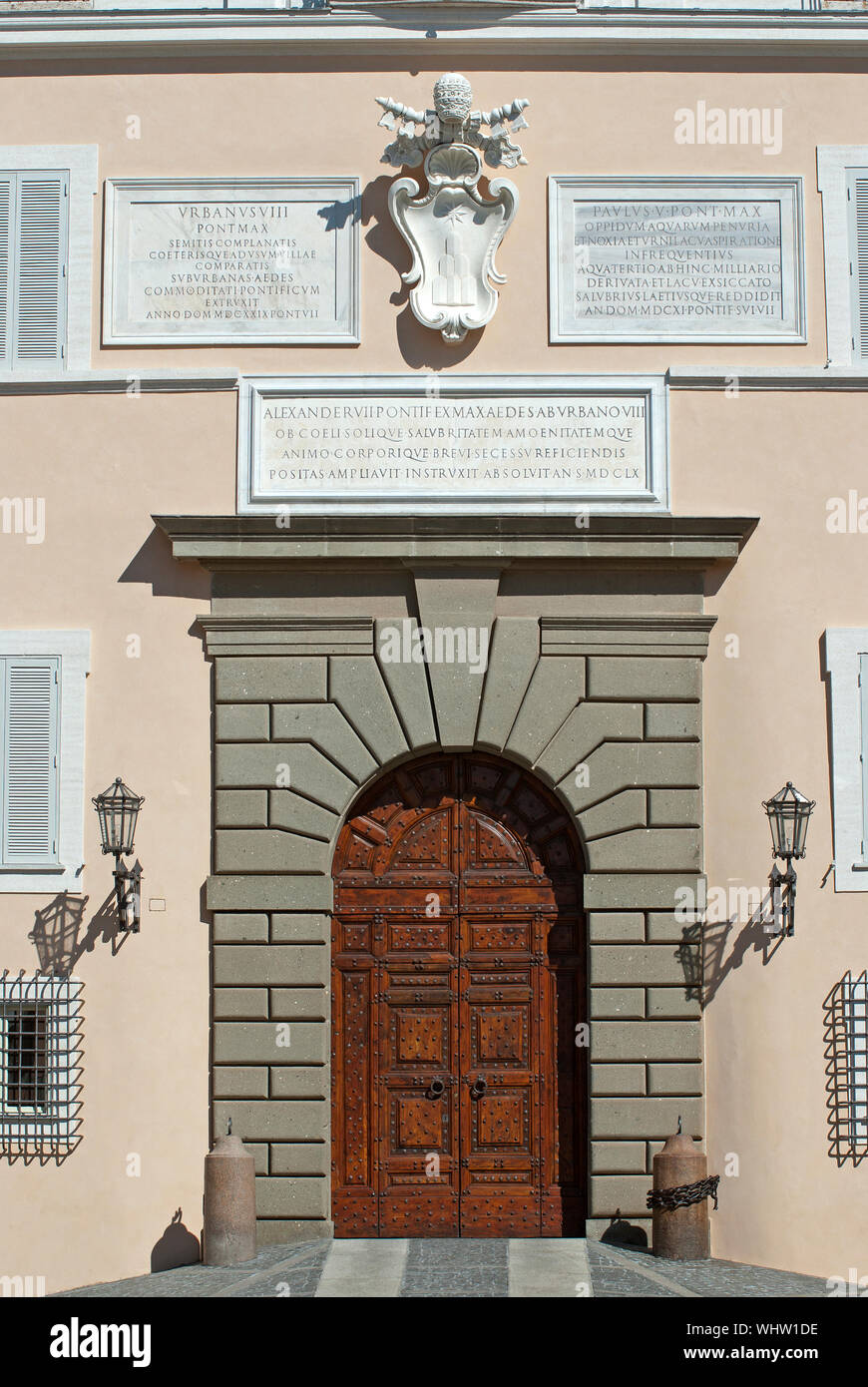 Main door of the Apostolic Palace in Castel Gandolfo, Rome, Lazio