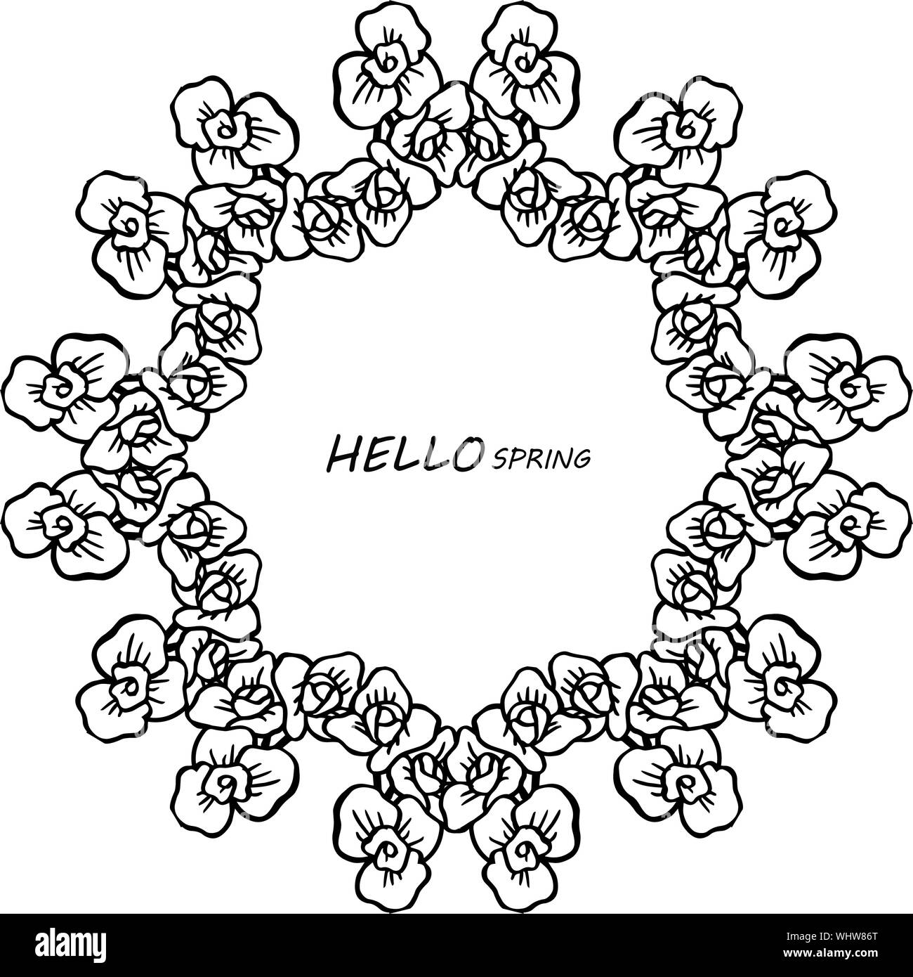 Vintage cute leaf floral frame, for handwritten text hello spring ...