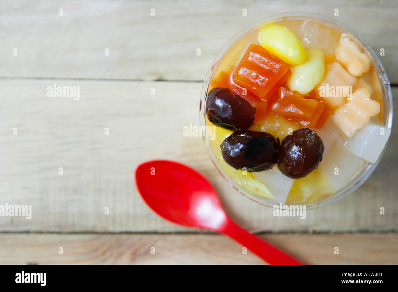 fruit salad topping on tofu Stock Photo Alamy