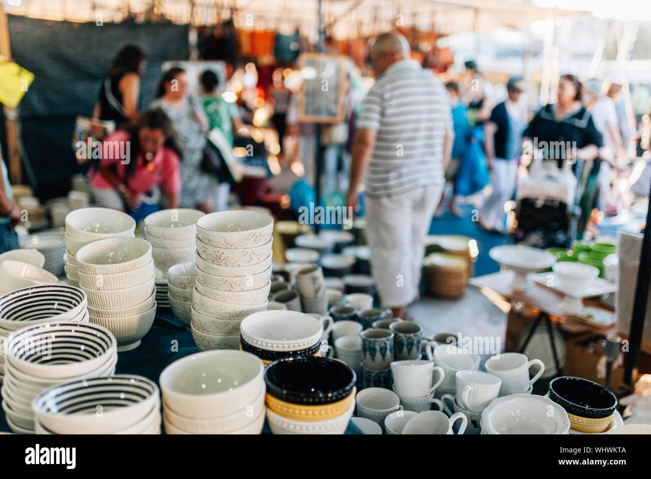 Crockery For Sale At Market Stock Photo Alamy