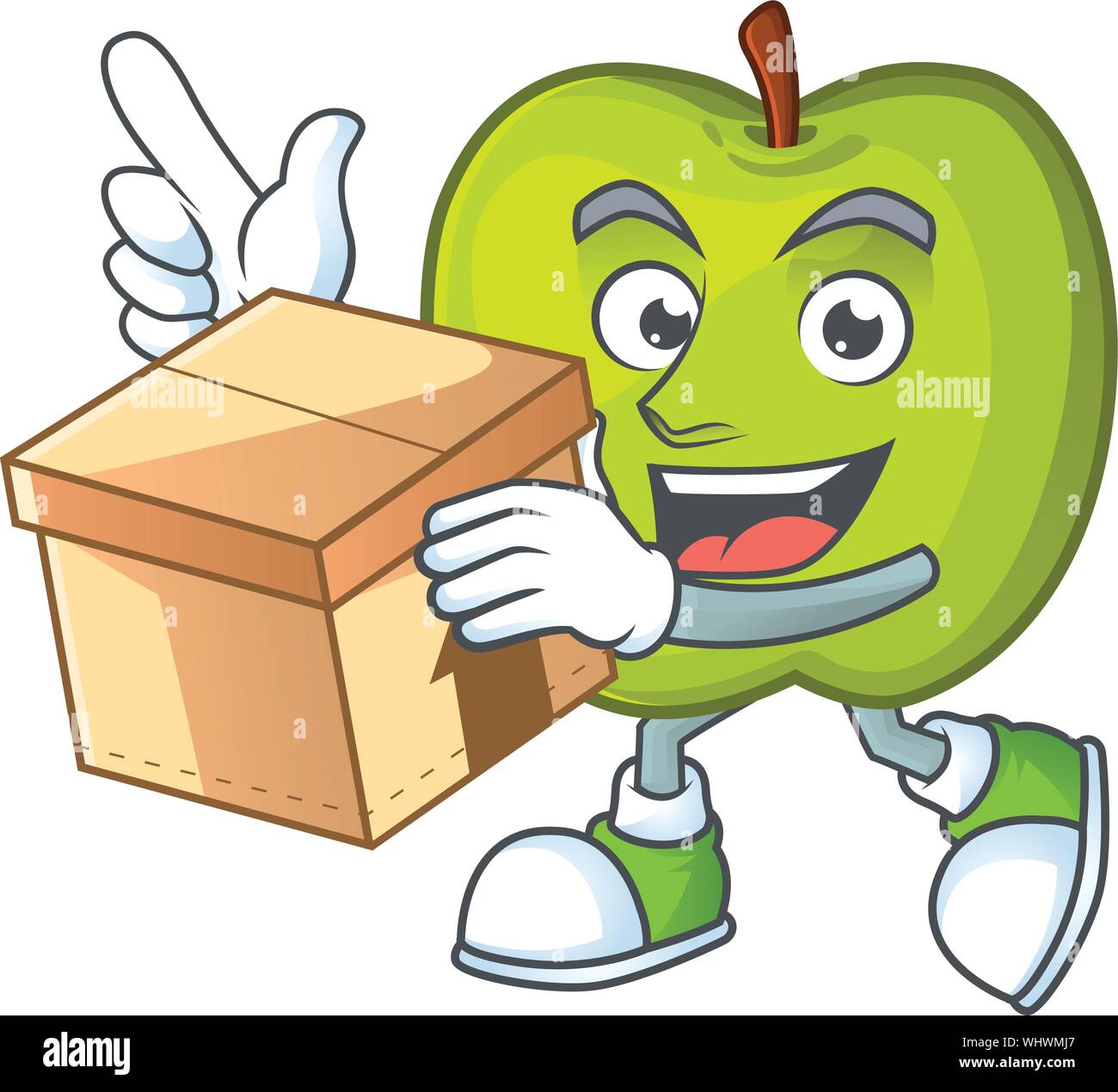 With box character granny smith green apple with mascot Stock Vector Image  & Art - Alamy