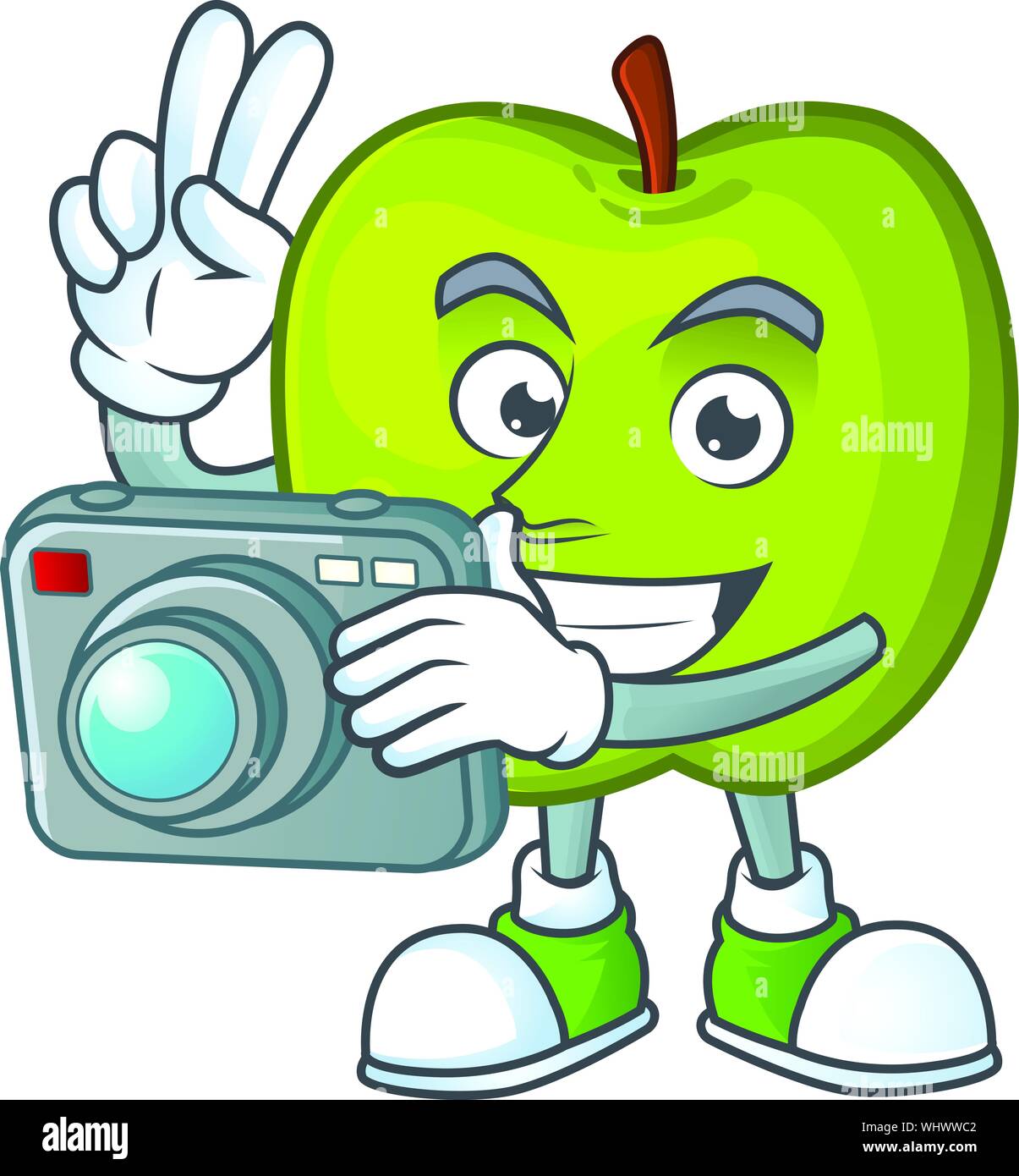 Photographer granny smith green apple cartoon mascot Stock Vector Image &  Art - Alamy