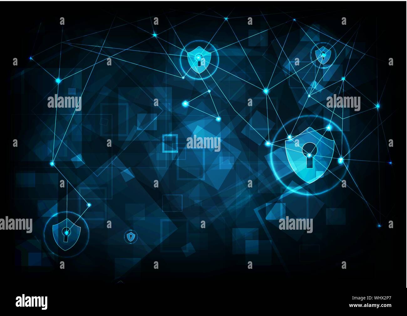 Cyber security concept: Shield With Keyhole icon on digital data ...