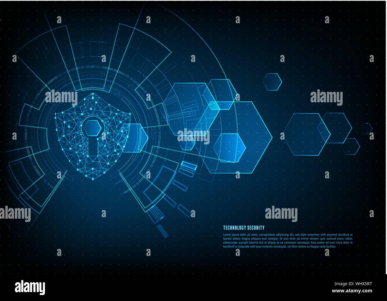 Cyber security concept: Shield With Keyhole icon on digital data ...