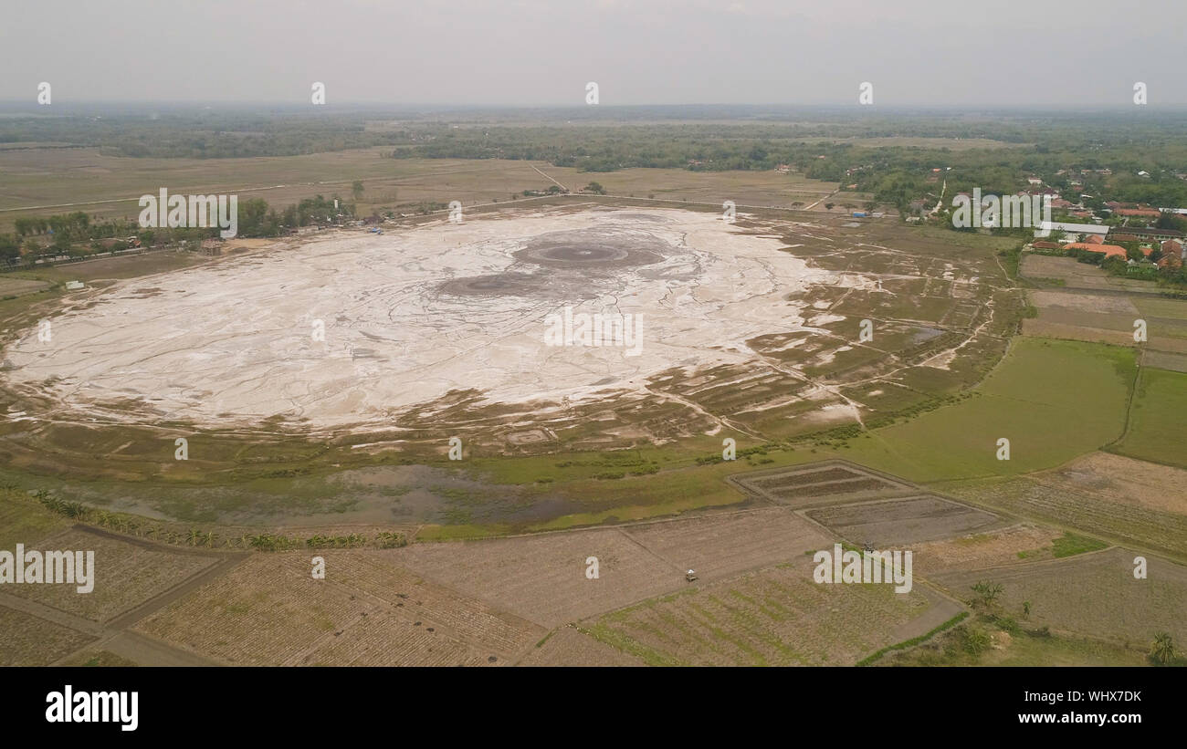 Java Mud Volcano Mud volcano bledug kuwu. aerial view volcanic plateau with geothermal ...