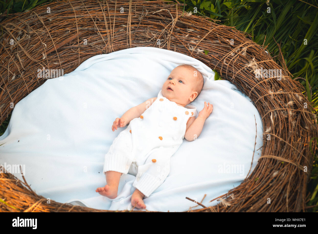 Newborn Baby In Crib Newborn Baby Awake Small Girl Or Small Boy