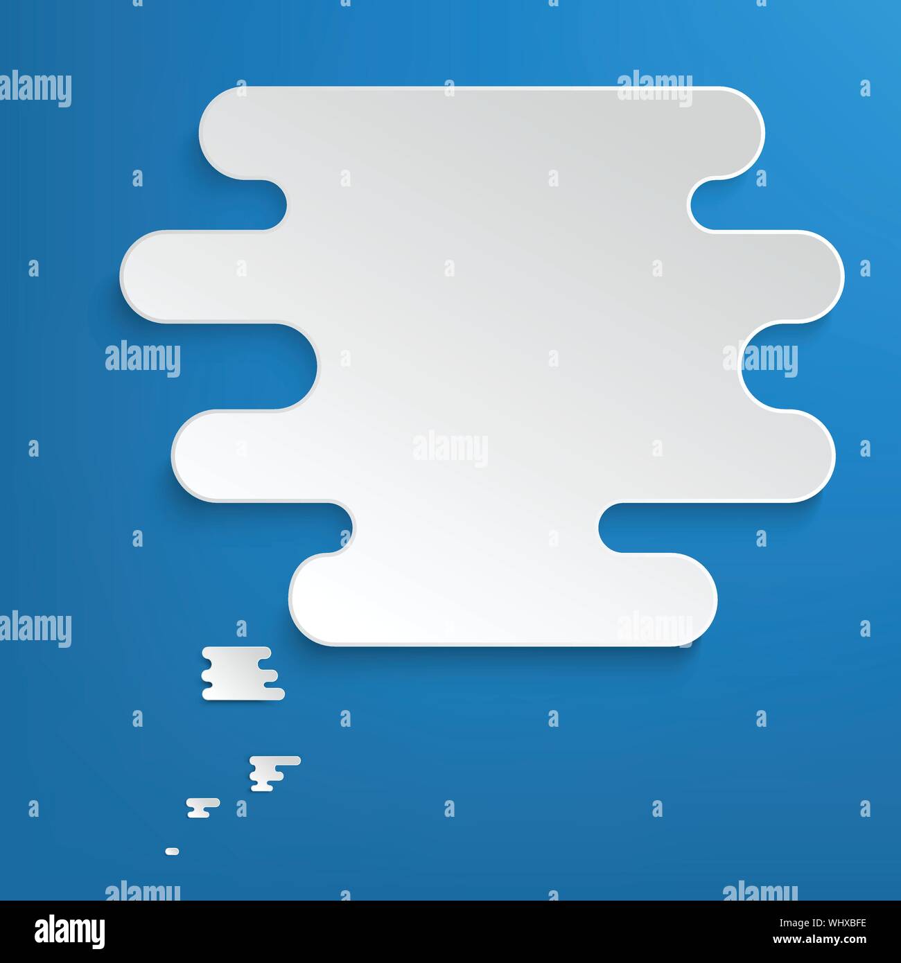 Abstract paper speech bubble in a shape of a cloud on blue background ...