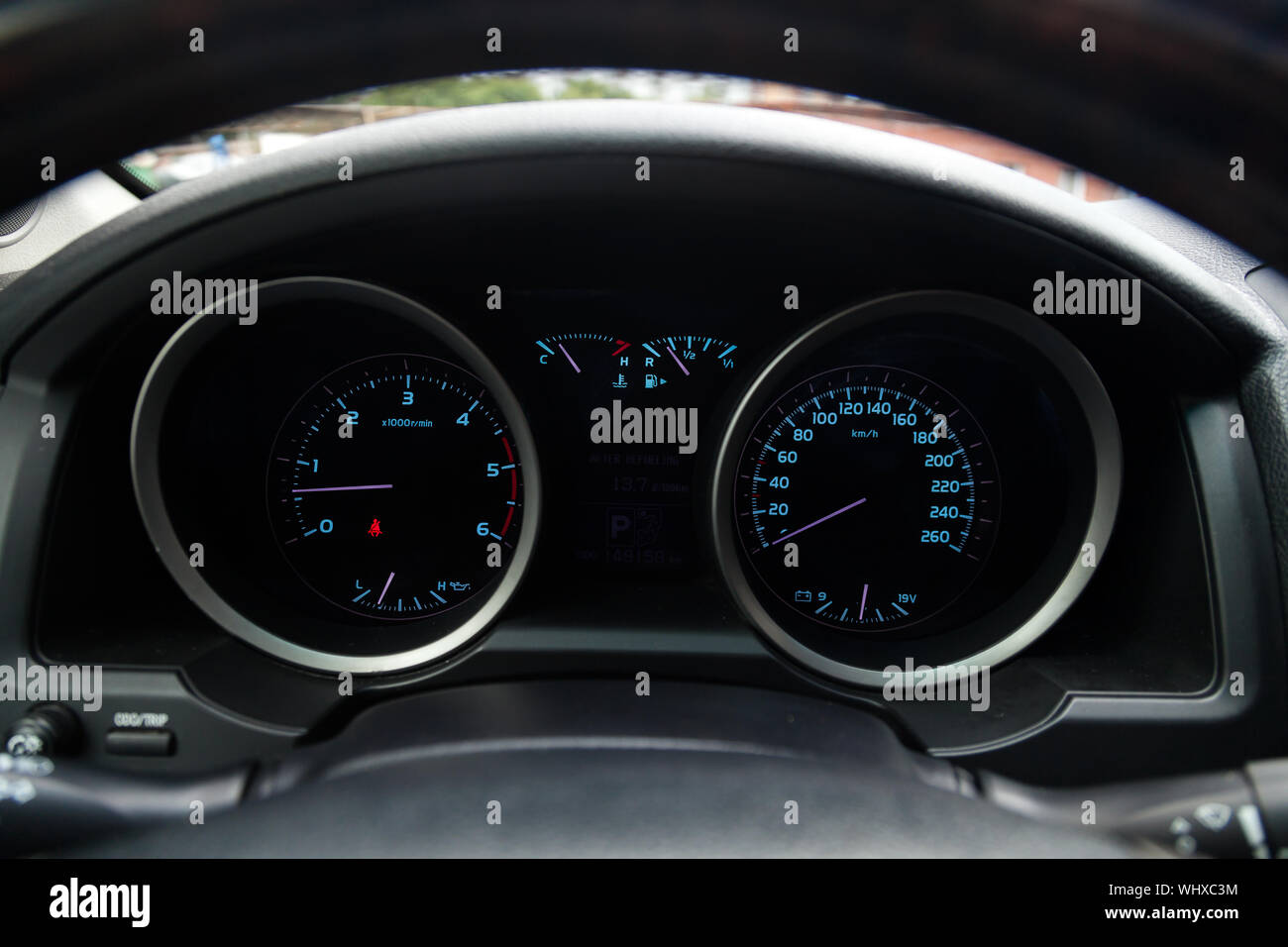 Novosibirsk, Russia - 08.09.2019: View to the interior of Toyota Land  Cruiser 200 with dashboard, speedometer, tachometer after cleaning before  sale o Stock Photo - Alamy