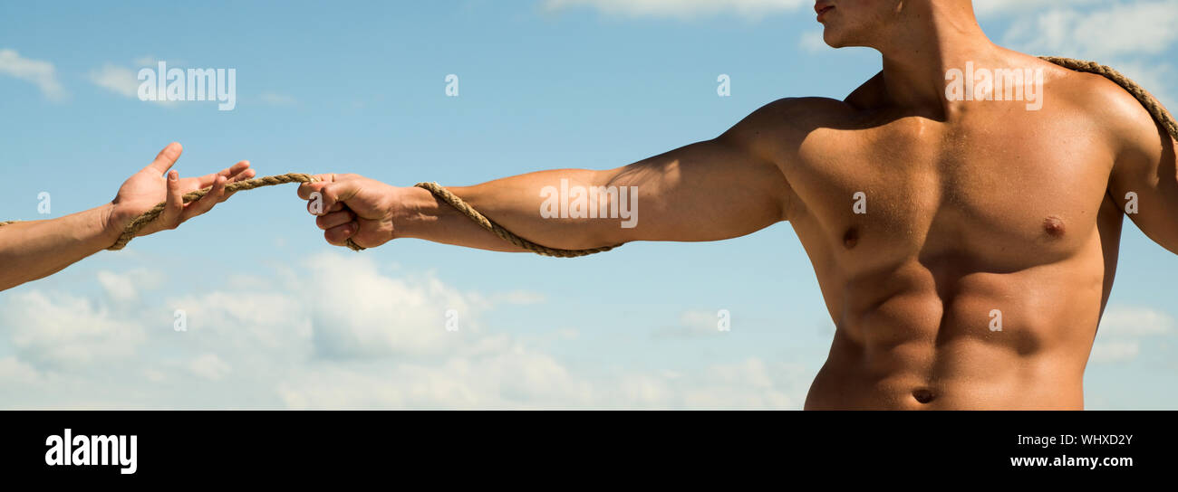 No challenge is too great. Tug war sport game. Strong man pull opposite ...