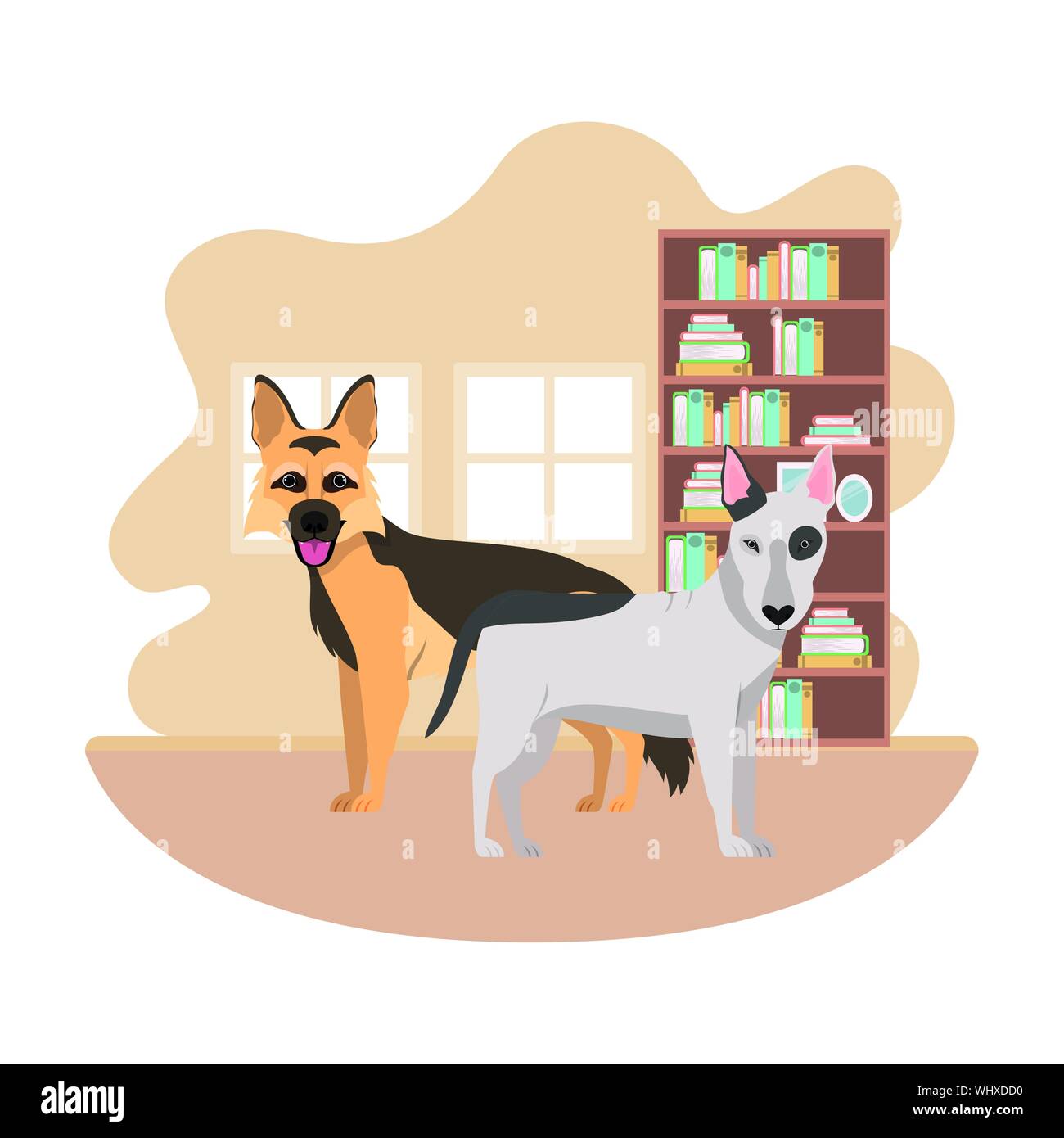 cute and adorable dogs in living room Stock Vector Image & Art Alamy