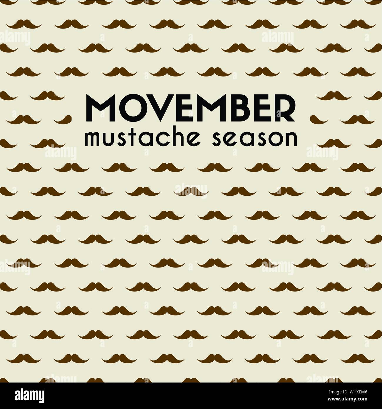 Movember. Mustache season. Vector greeting card with mustache pattern Stock Vector