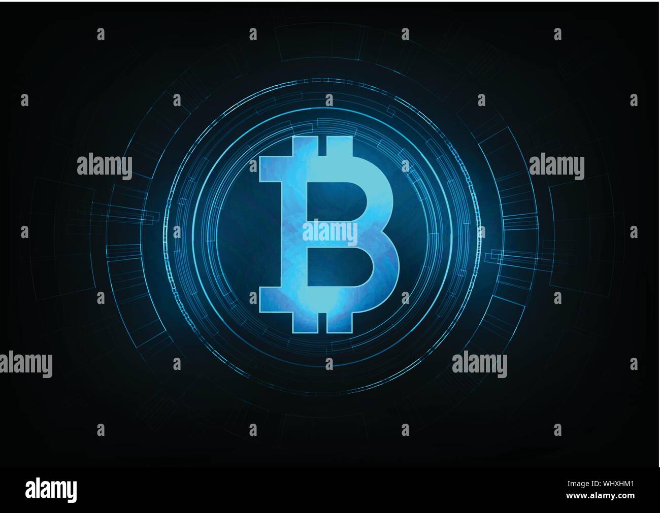 Abstract futuristic digital money with logo bitcoin digital currency on  circuit board blue background.Technology worldwide network concept Stock  Vector Image & Art - Alamy