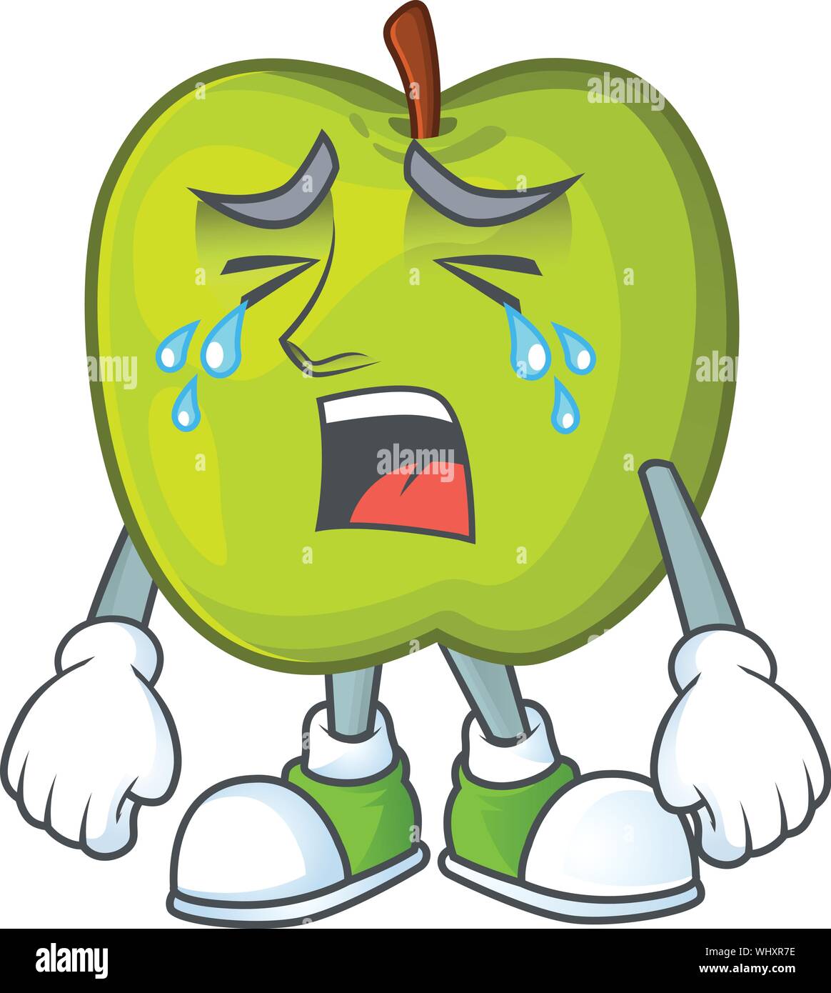 Crying granny smith green apple cartoon mascot Stock Vector Image & Art -  Alamy