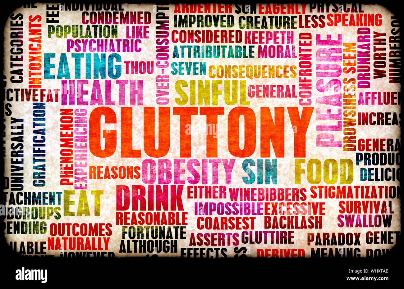 Gluttony one of the Seven Deadly Sins Concept Stock Photo