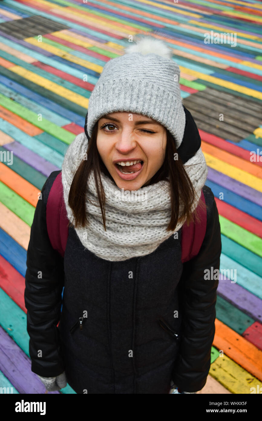 beanie with hair sticking out