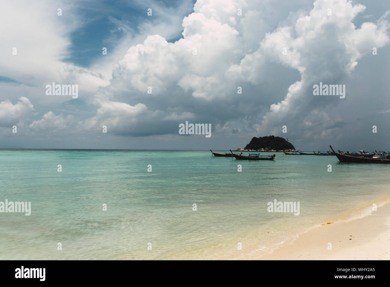 Scenic View Of Sea Against Cloudy Sky At Ko Lipe Stock Photo