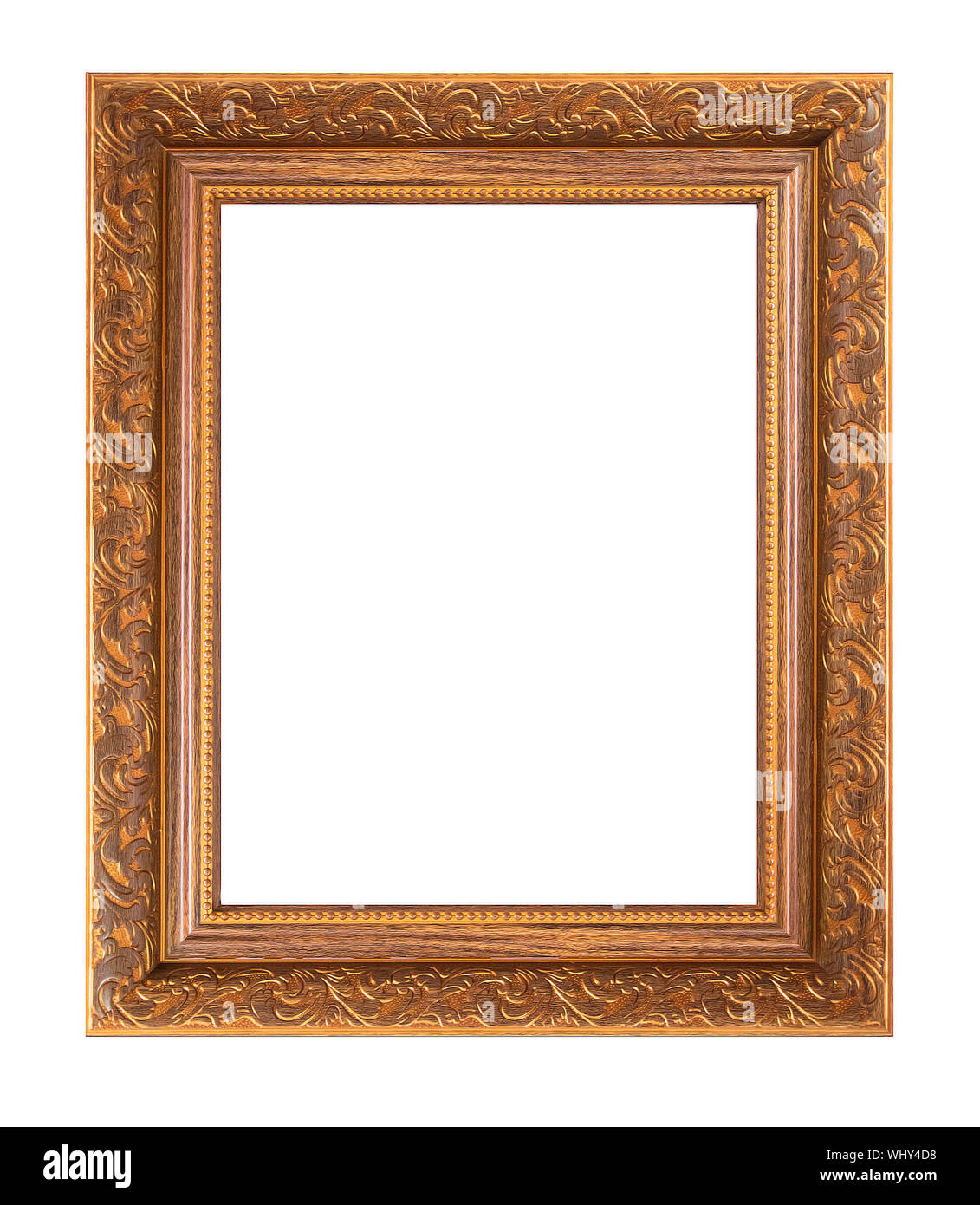 Vintage wood picture frame isolated on white background Stock Photo - Alamy