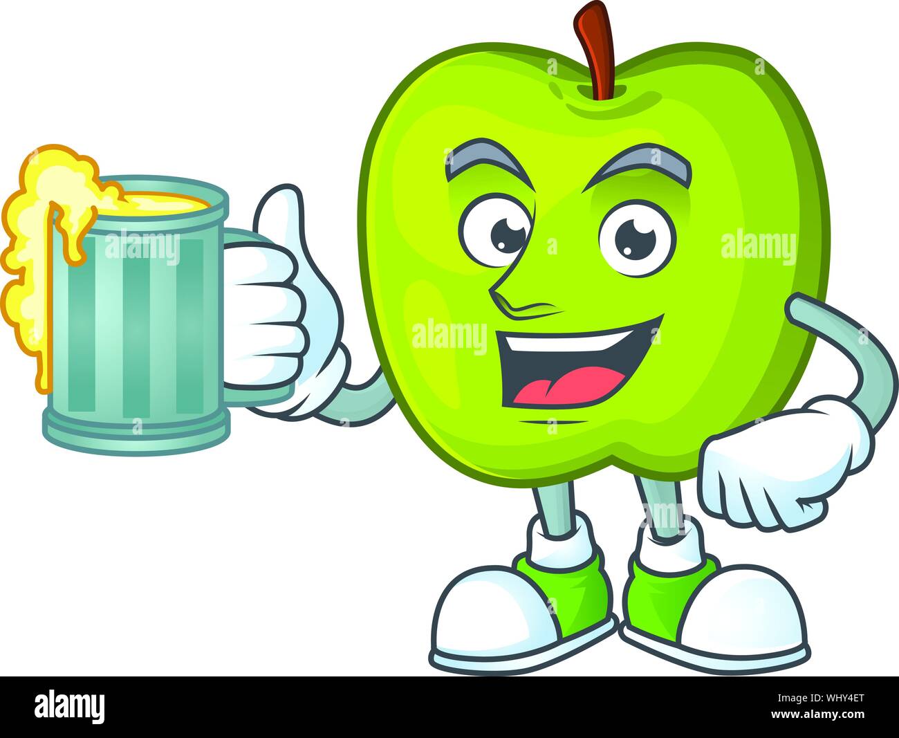 With juice granny smith green apple cartoon mascot Stock Vector Image & Art  - Alamy