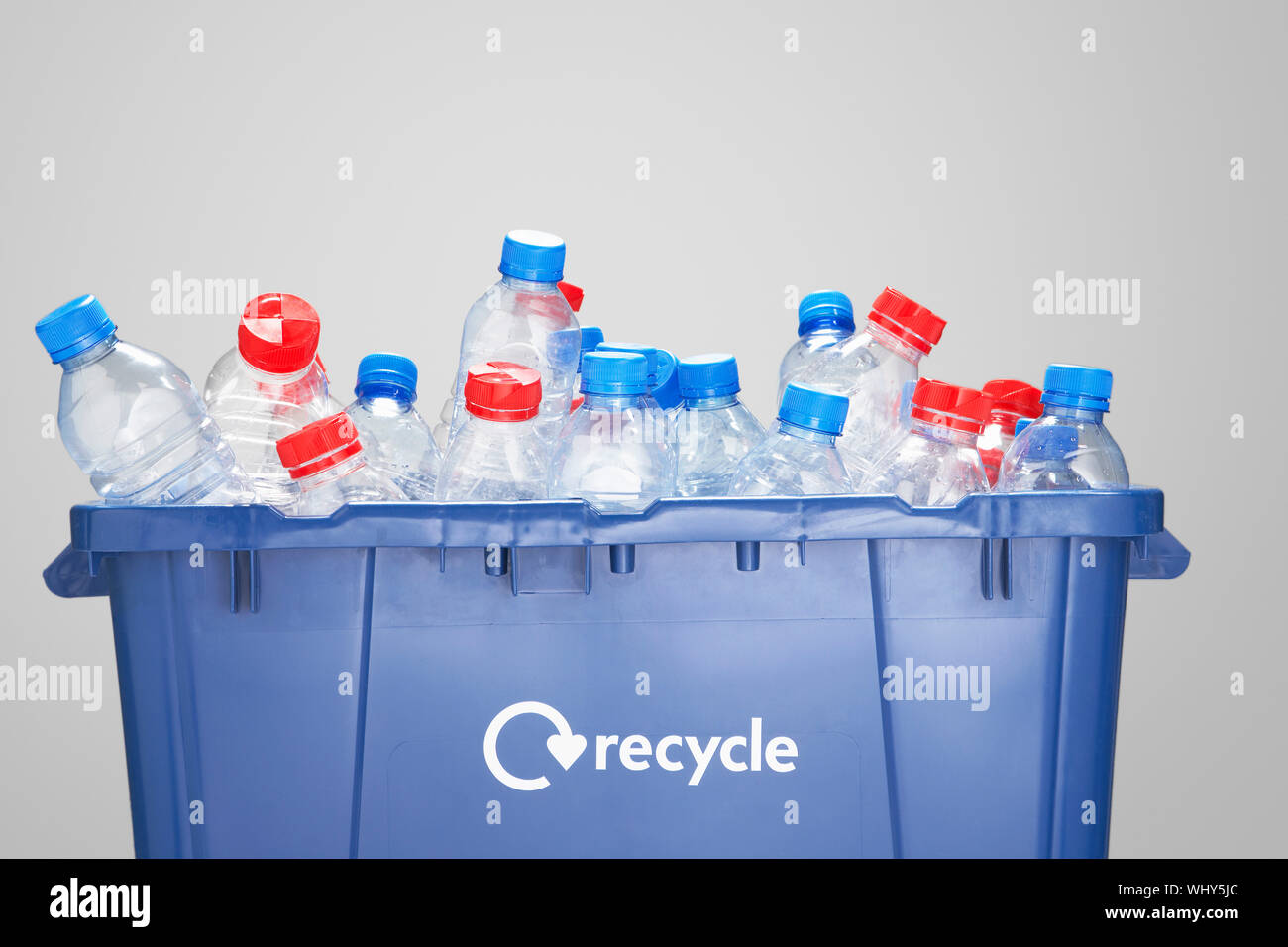 Recycling container filled with empty plastic bottles Stock Photo Alamy