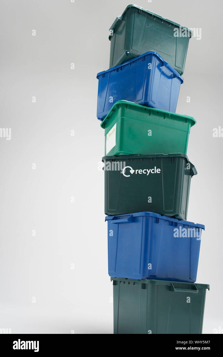 Stack of plastic crates isolated over white background Stock Photo - Alamy
