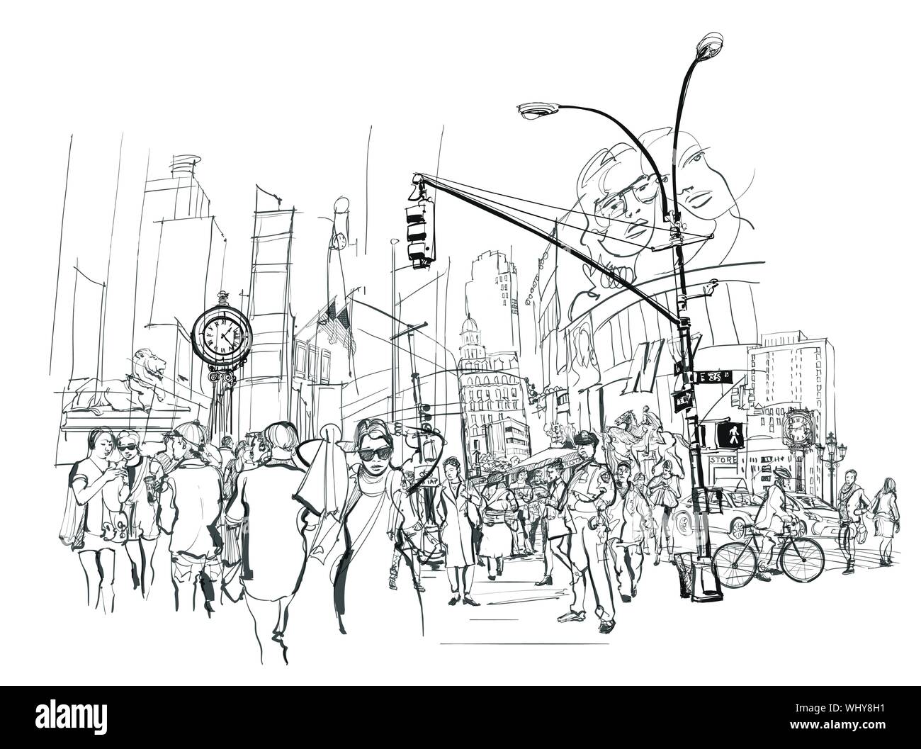 New York cityscape - vector illustration Stock Vector