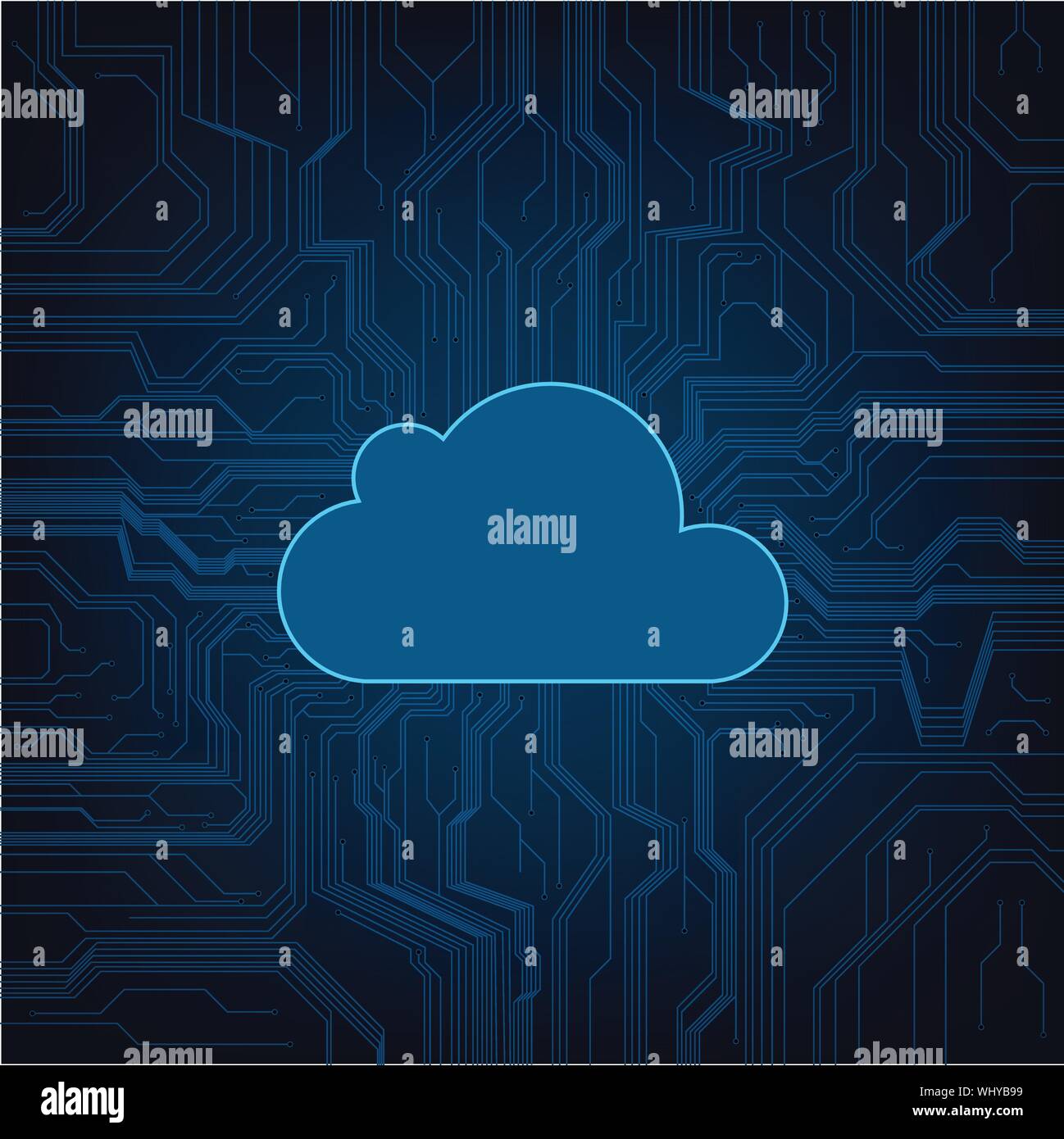 Abstract cloud technology in the circuit board background, vector illustration Stock Vector
