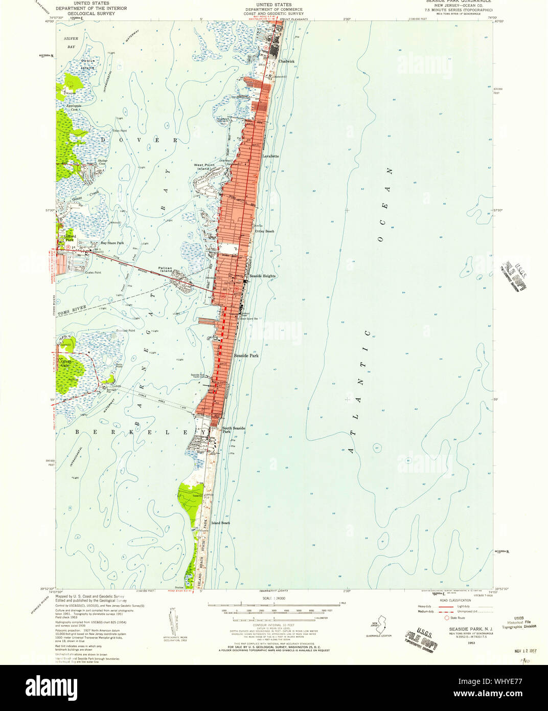 Seaside Park New Jersey Map Hi Res Stock Photography And Images Alamy Usgs Topo Map New Jersey Nj Seaside Park 254875 1953 24000 Restoration WHYE77