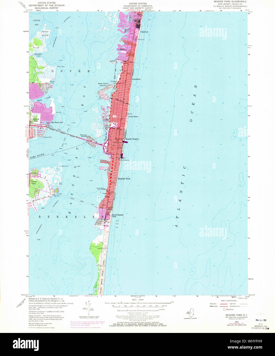 Map Of Seaside Park Hi Res Stock Photography And Images Alamy Usgs Topo Map New Jersey Nj Seaside Park 254876 1953 24000 Restoration WHYFH9