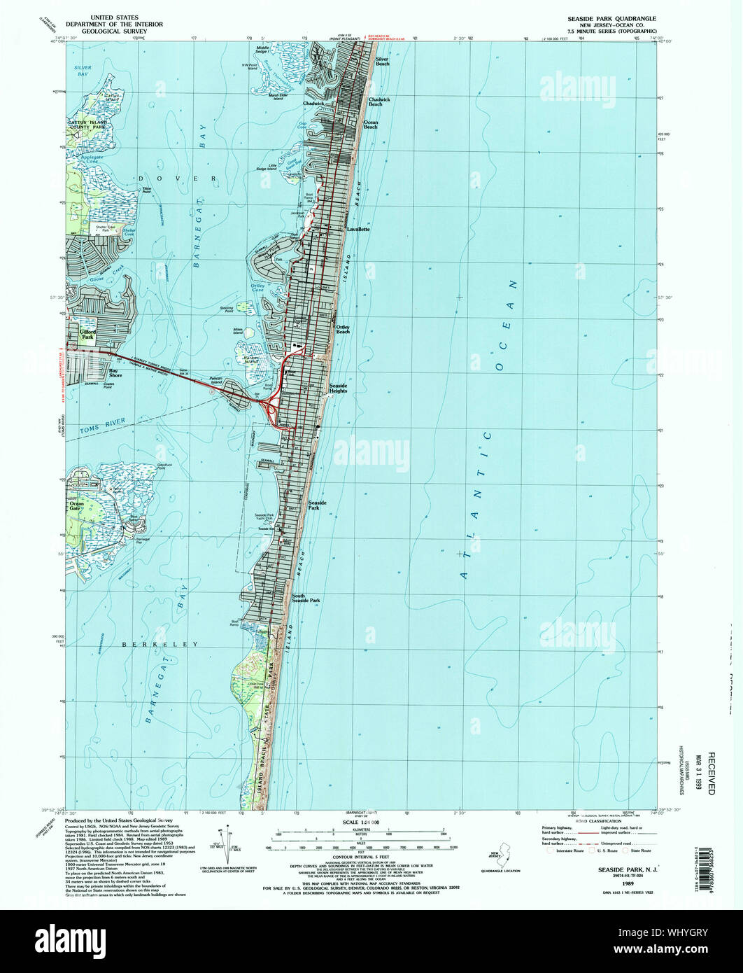 USGS Topo Map of Seaside Park