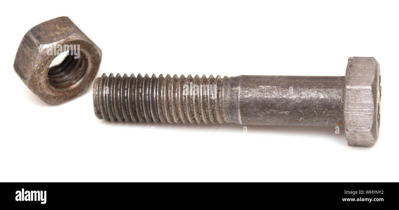 Bolt and nut isolated on white background Stock Photo - Alamy
