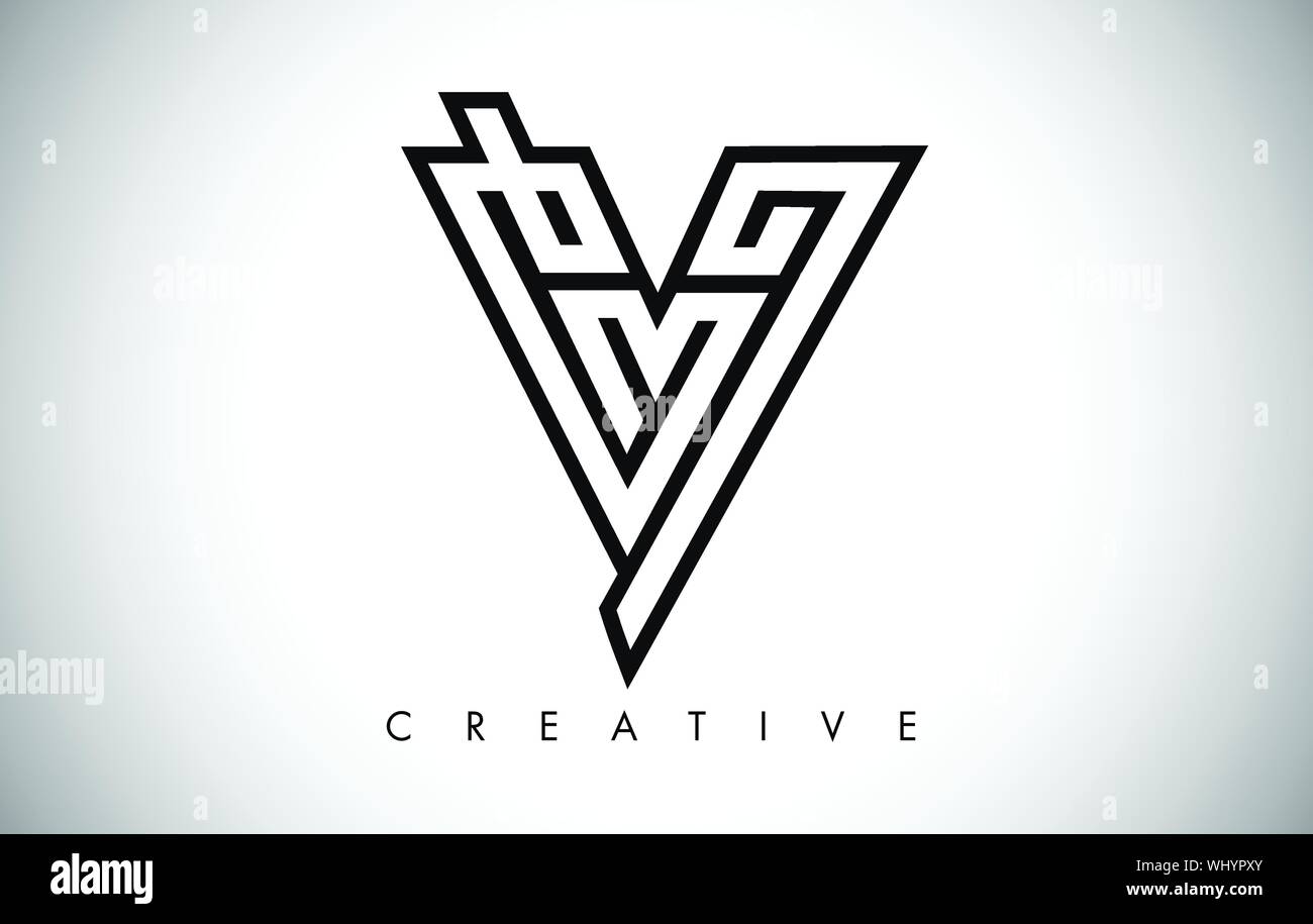 V Letter Logo. Creative V Letter Logo Icon Design with Monogram Line ...