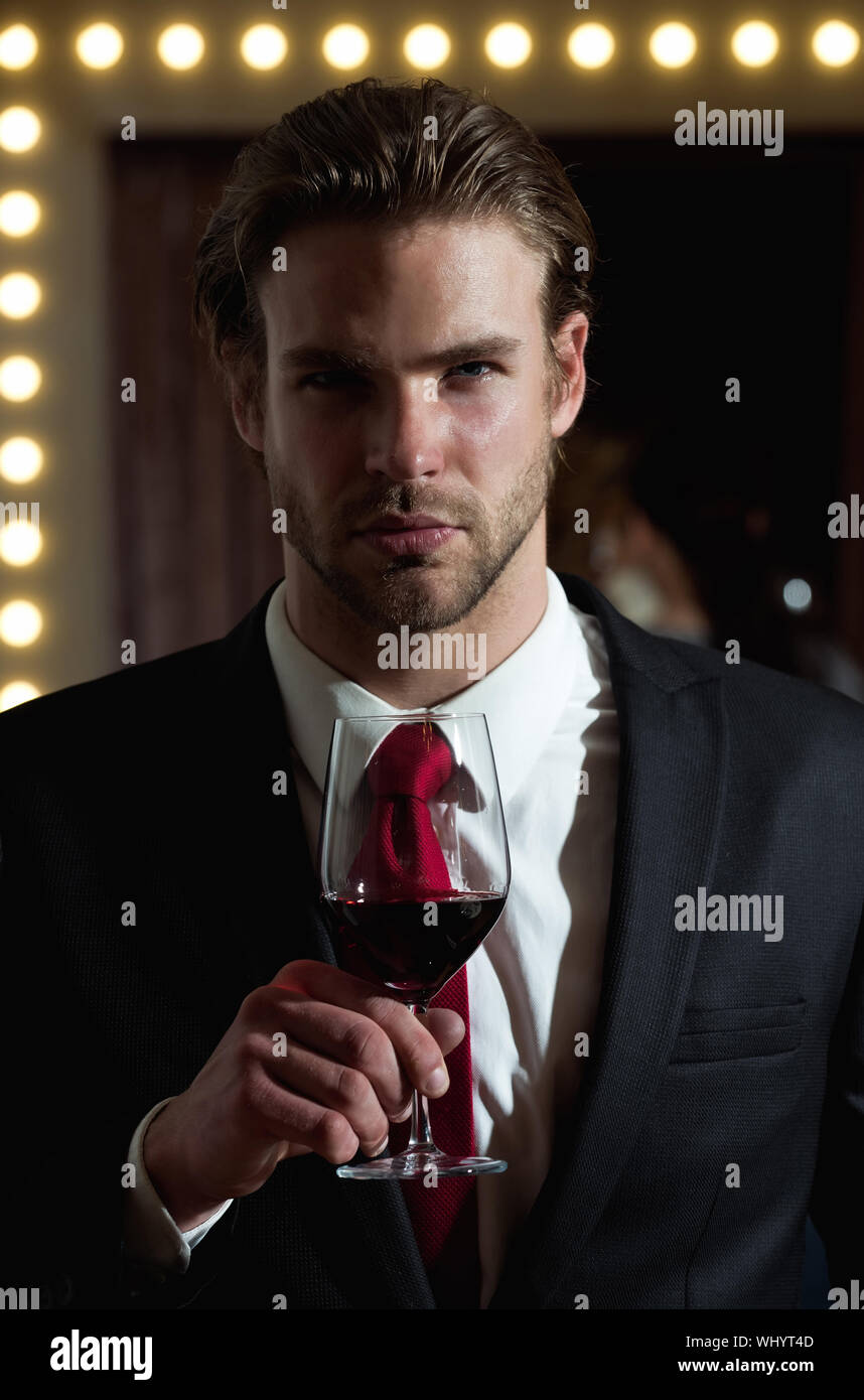 Restaurant Sommelier Or Man With Beard And Hairstyle In Formal