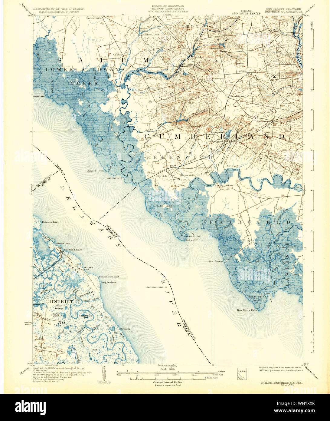 USGS TOPO Map New Jersey NJ Shiloh 255379 1931 62500 Restoration Stock Photo