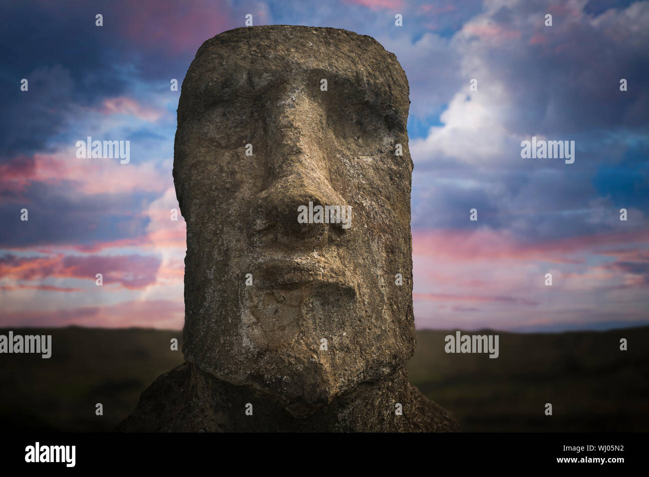 Moais at Ahu Tongariki (Easter island, Chile Stock Photo Alamy