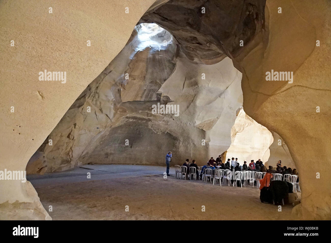 Bell cave at Beit Guvrin National Park. Beit Guvrin-Maresha National Park is a national park in central Israel, 13 kilometers from Kiryat Gat, encompa Stock Photo