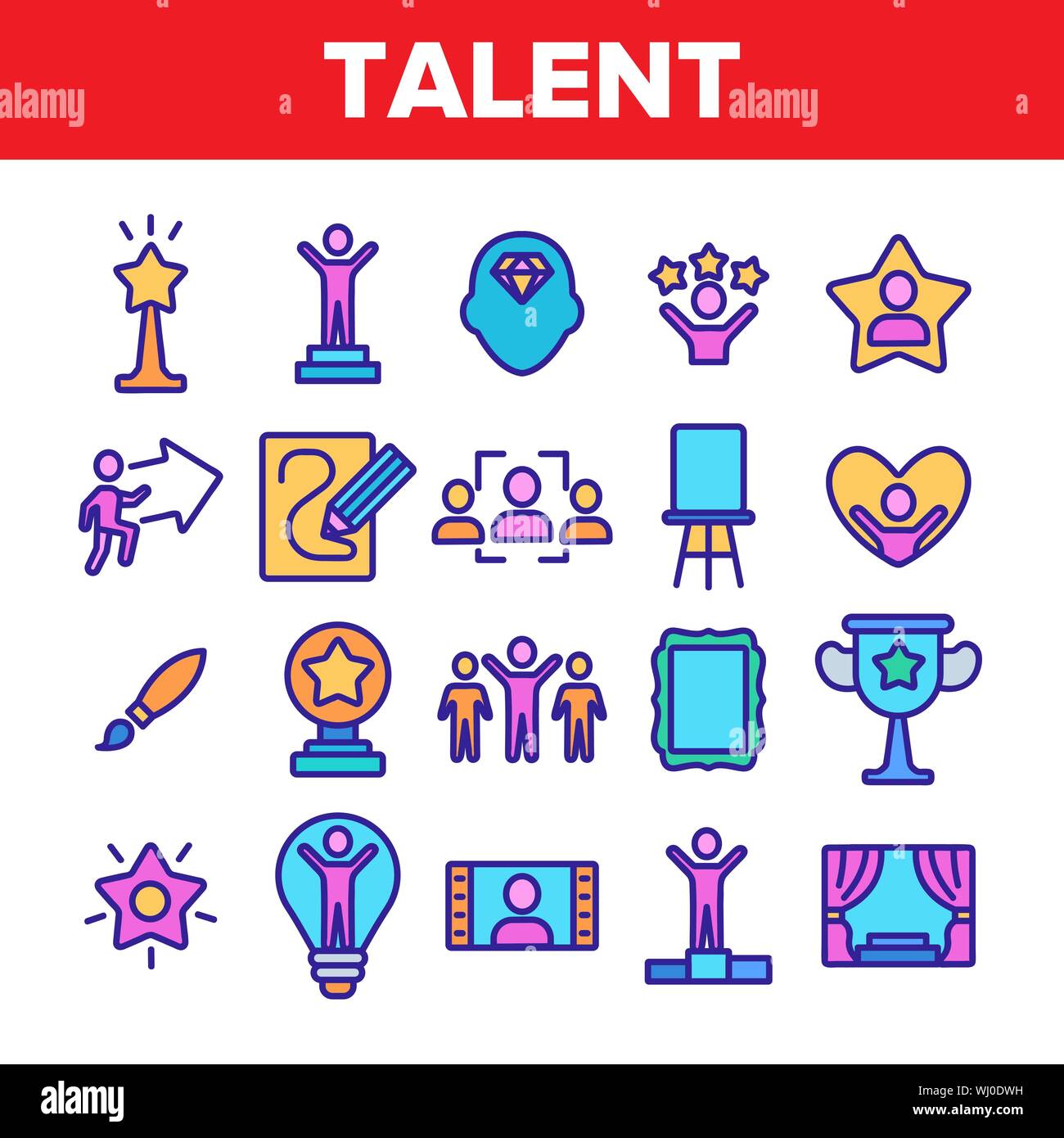 Color Different Human Talent Icons Set Vector Stock Vector Image & Art