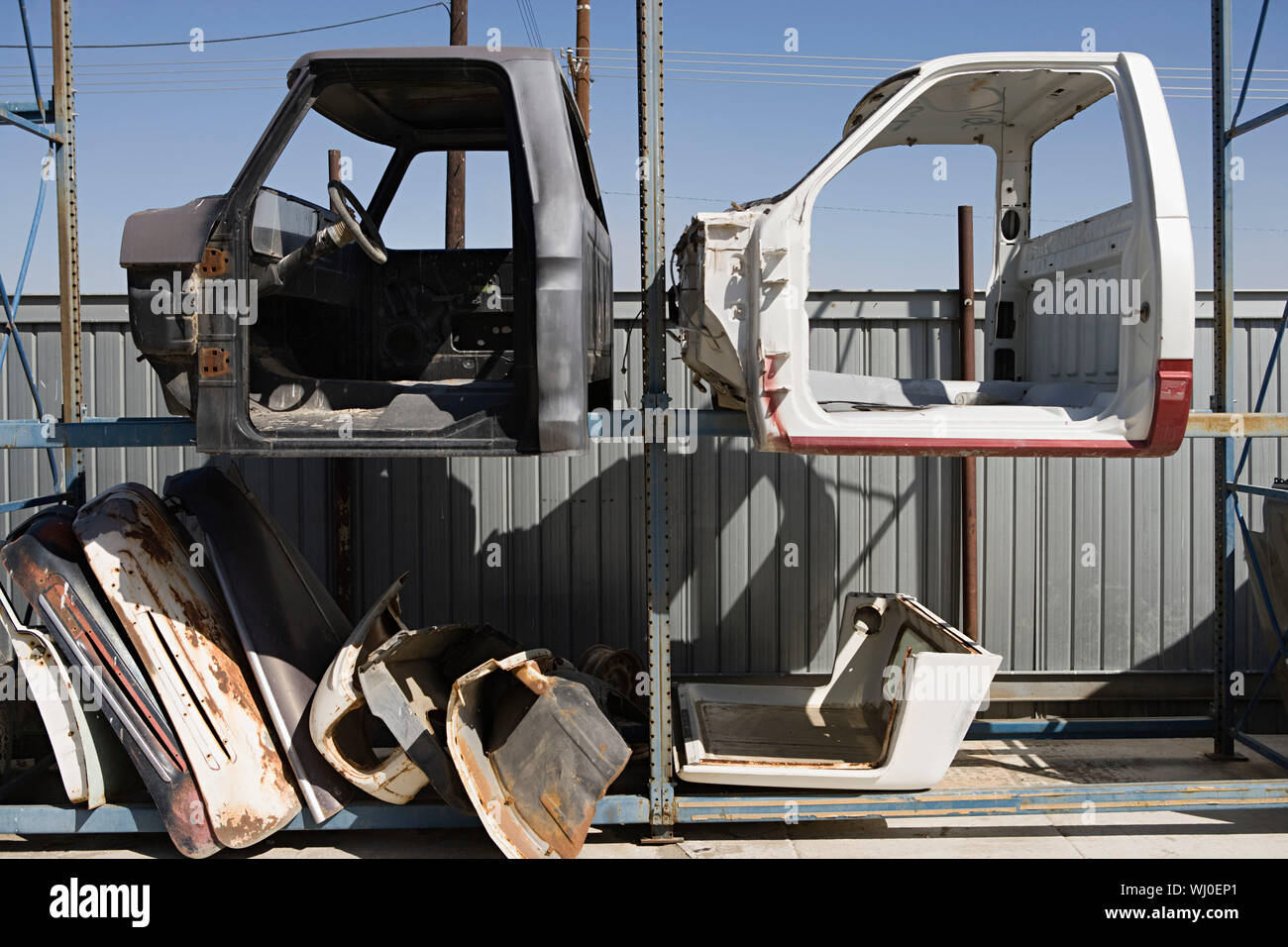 Car Parts In Junkyard Stock Photo Alamy   Car Parts In Junkyard WJ0EP1 