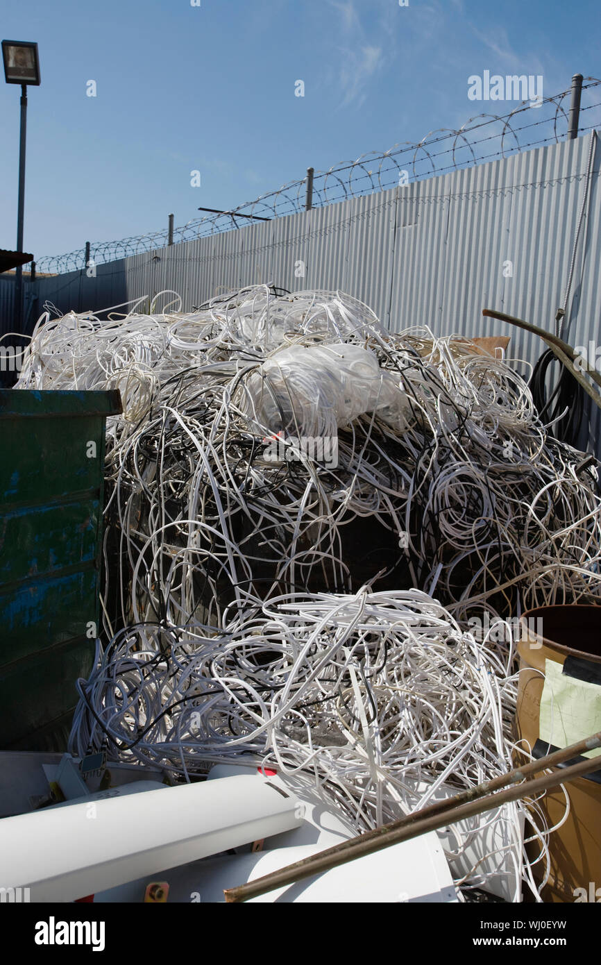 Pile of cables in recycling centre Stock Photo Alamy