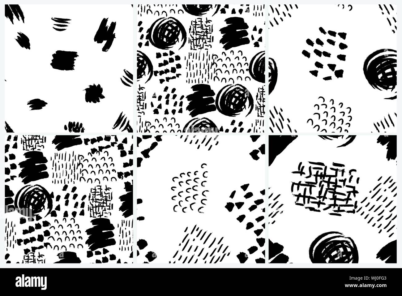 Vector seamless pattern set. Abstract backgrounds with brush strokes ...