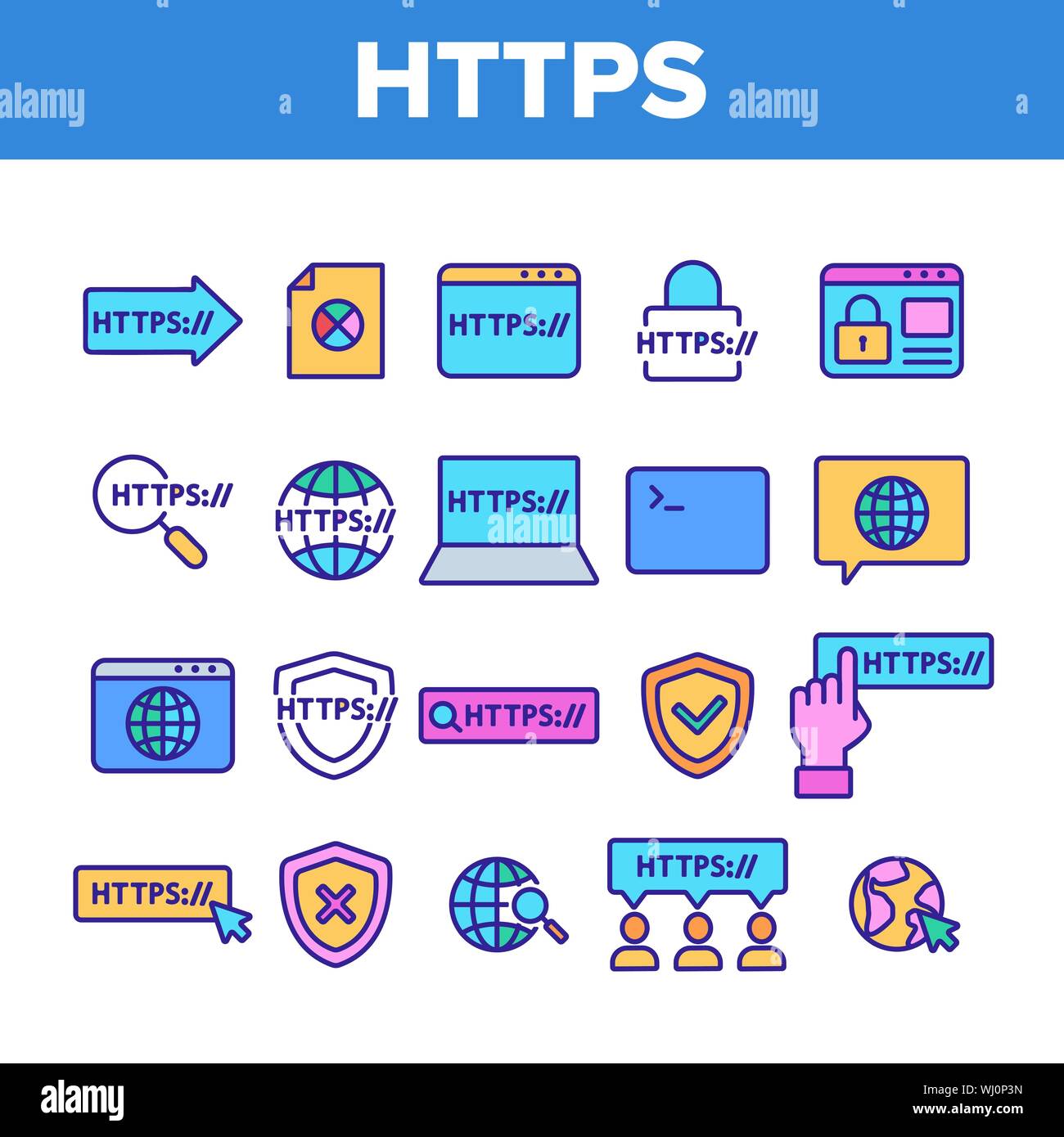 Laptop with https site Stock Vector Images - Alamy
