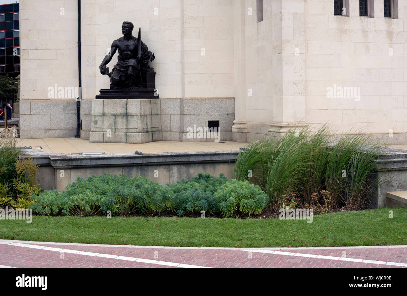New perennial landscaping by the Hall of Memory, Centenary Square, Birmingham, UK Stock Photo