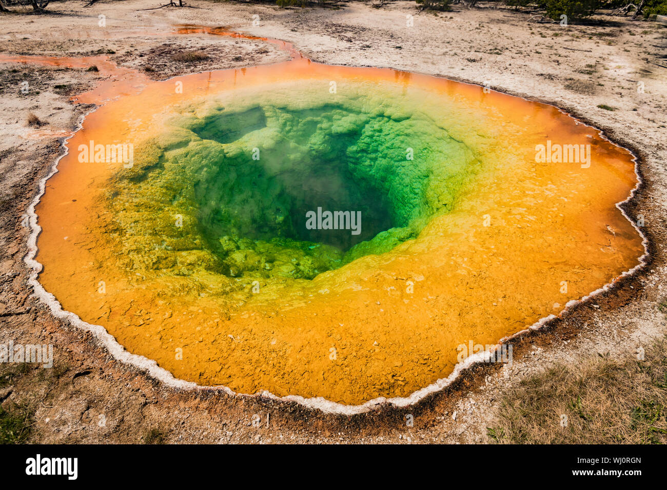 High Angle View Of Hot Spring Stock Photo