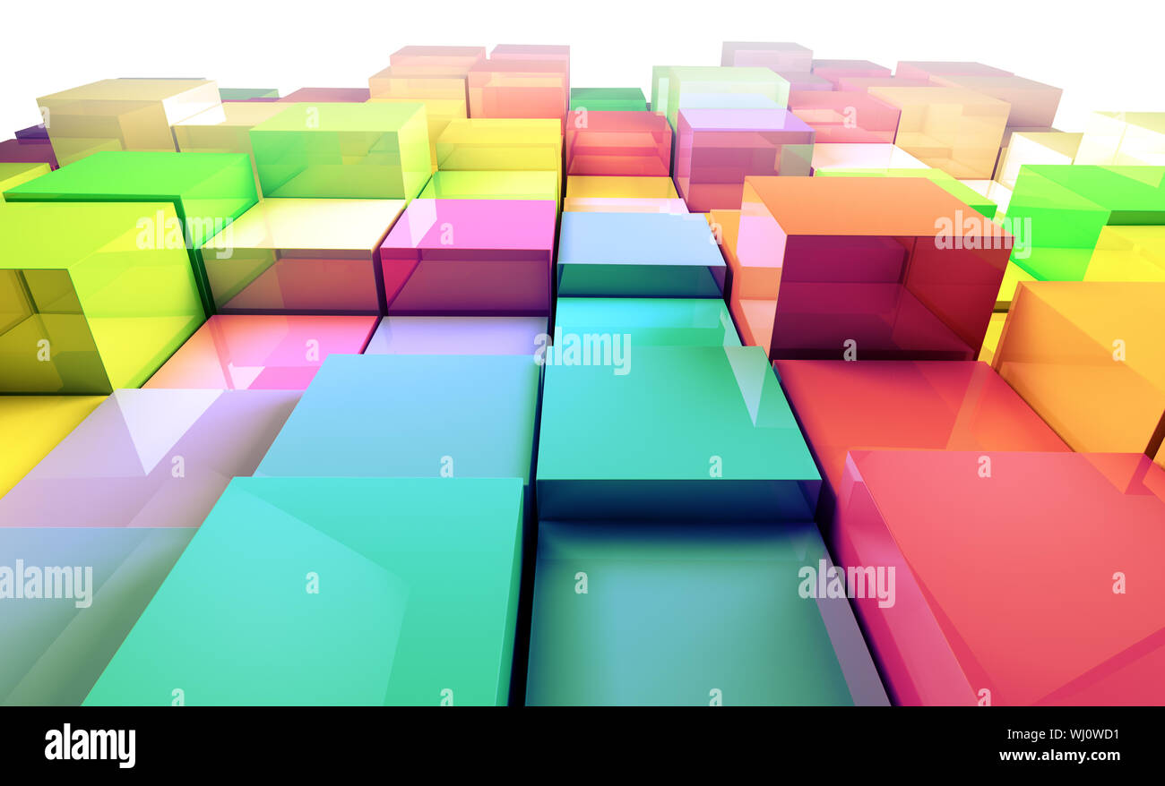 Abstract 3d colored cubes background Stock Photo
