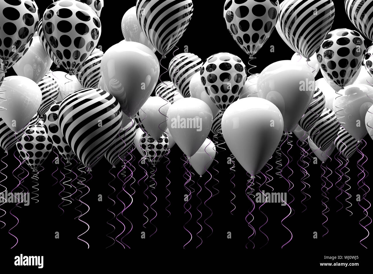 3d image of abstract black and white ballons Stock Photo - Alamy
