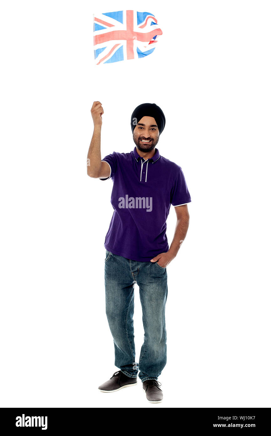 Fan waving indian flag Cut Out Stock Images & Pictures - Alamy