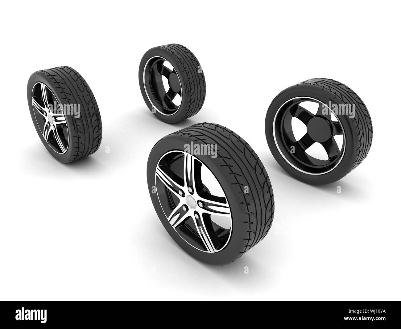 image sport wheels with alloy wheels on a white background Stock Photo