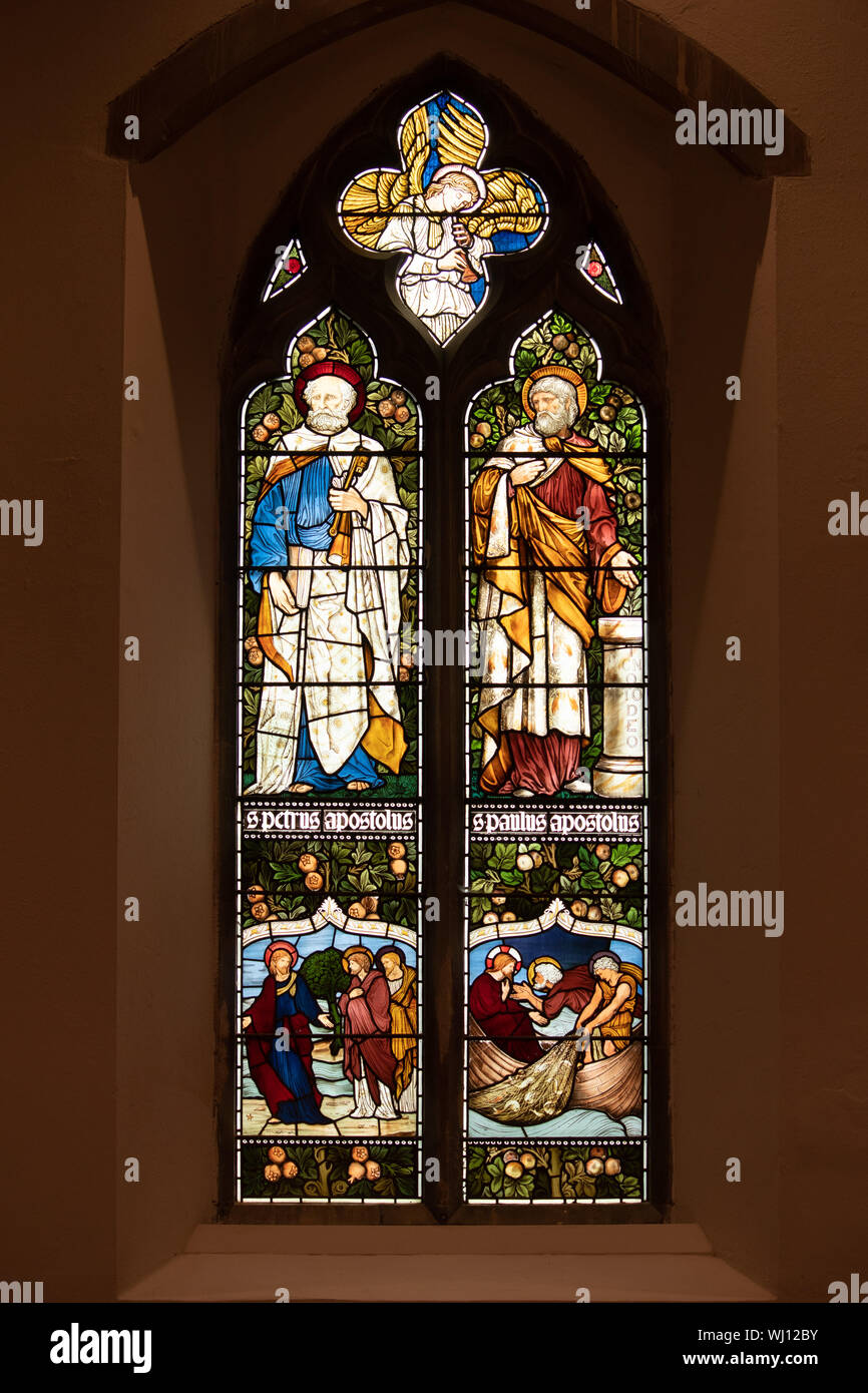 Stained glass windows by Edward BurneJones in Sheepy Magna church
